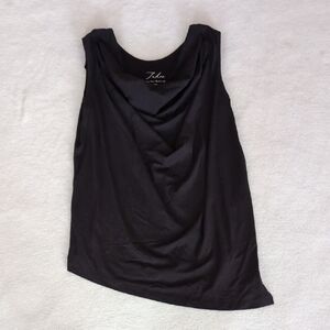 Takei Black Asymmetrical Cowl Neck Tank Top